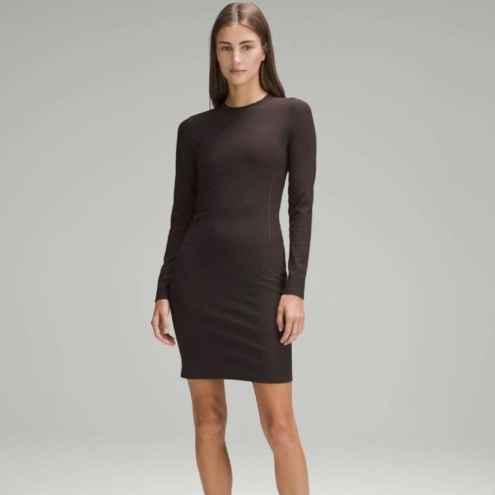 Lululemon Ribbed Long Sleeve Dress Espresso